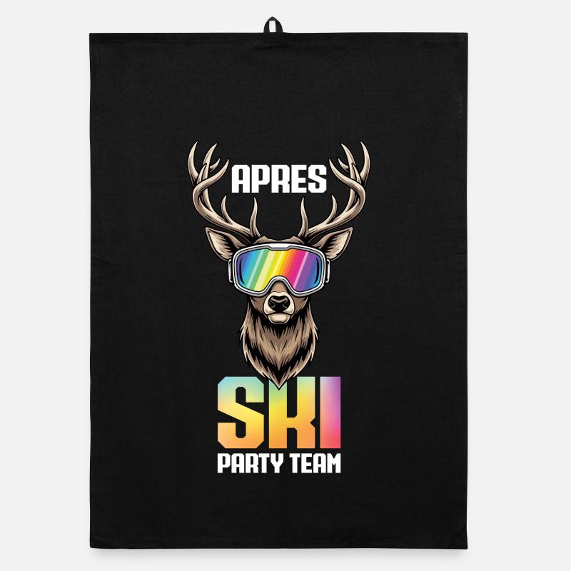 Apres Ski Party Team Deer Snow Skiing Ski Organic dish towel