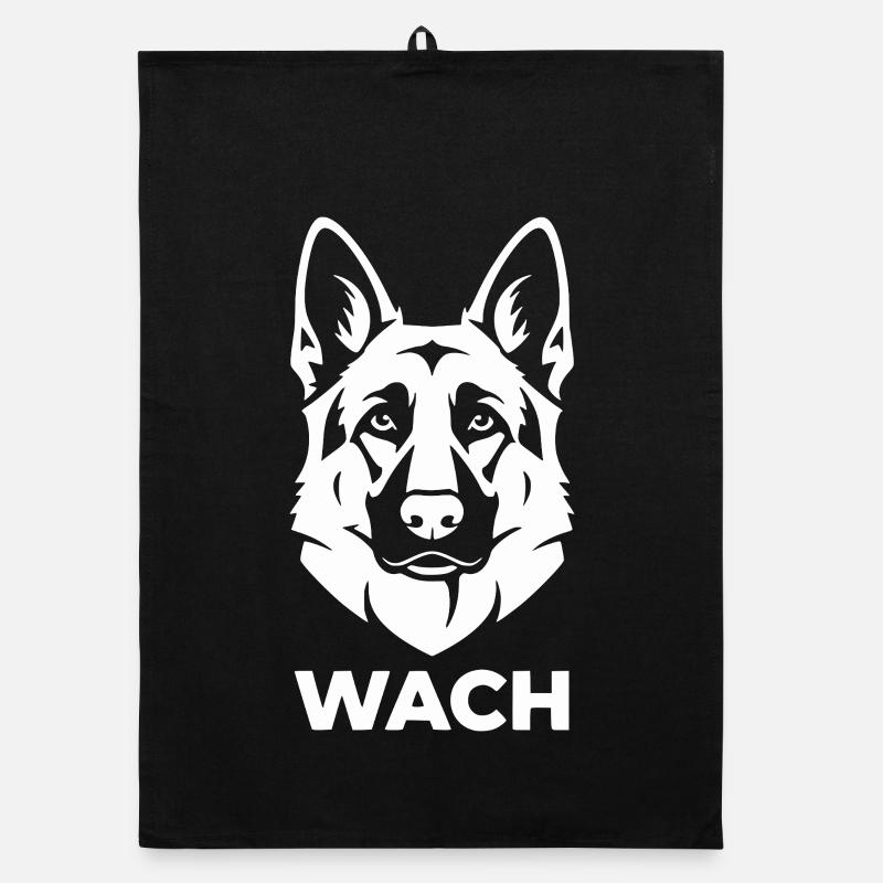 Wachhund Silhouette Schäferhund Organic Geschirrtuch