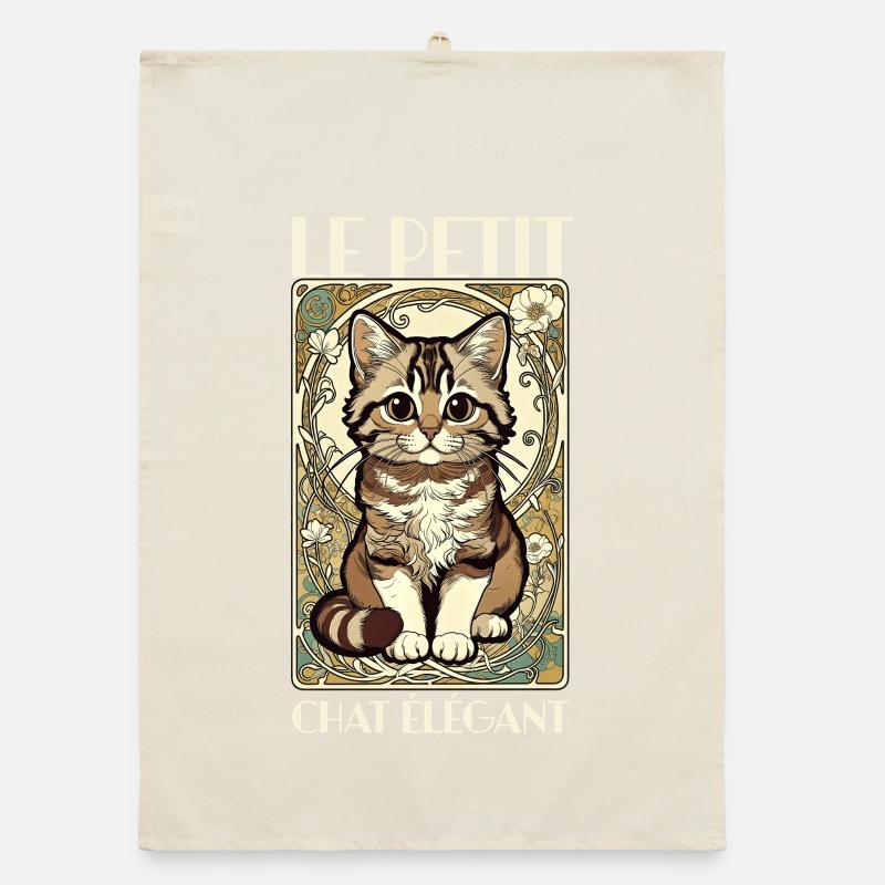Le Petit Chat Élégant – Jugendstil Katze Organic Geschirrtuch