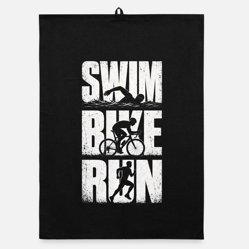 Swim Bike Run Triathlon - Torchon bio - noir