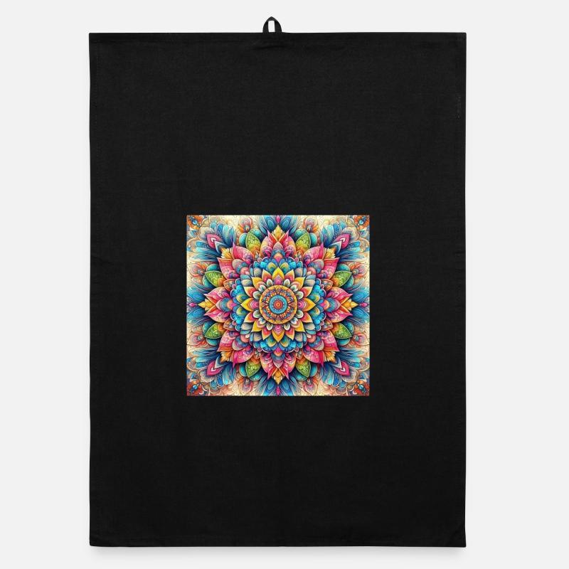 Art vivant de la splendeur du mandala - Torchon bio - noir