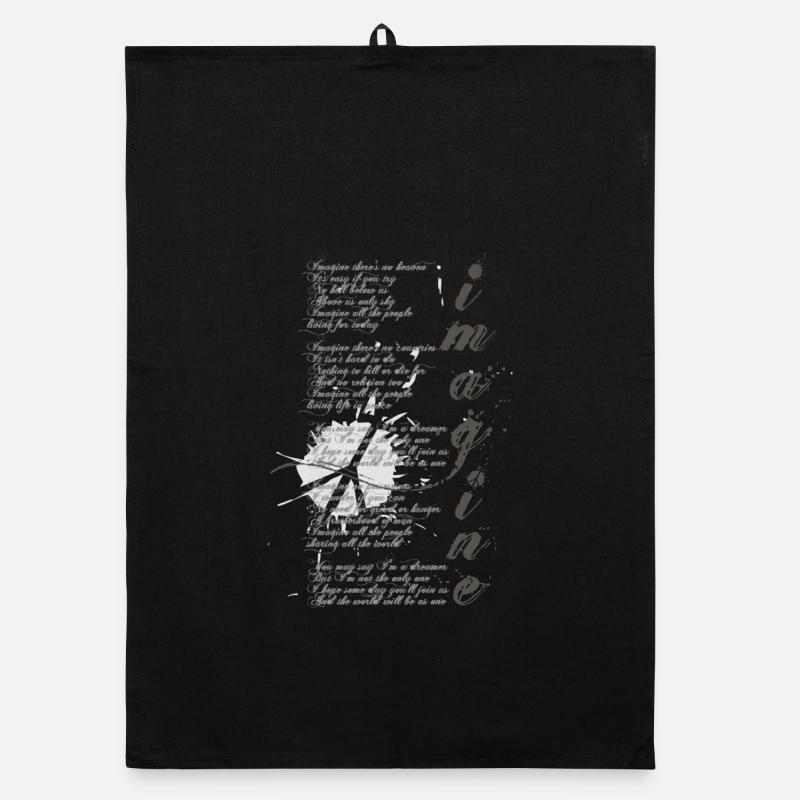 imagine - grafisches Peace-Zeichen und Lied-Text Organic Geschirrtuch