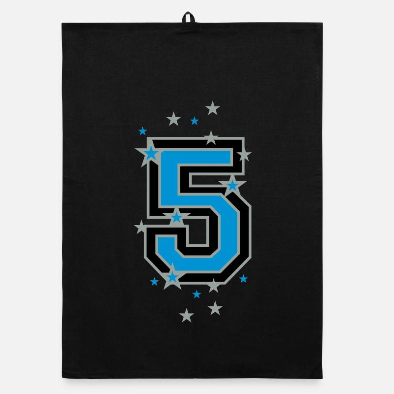 Numéro cinq décoré d’étoiles Torchon bio