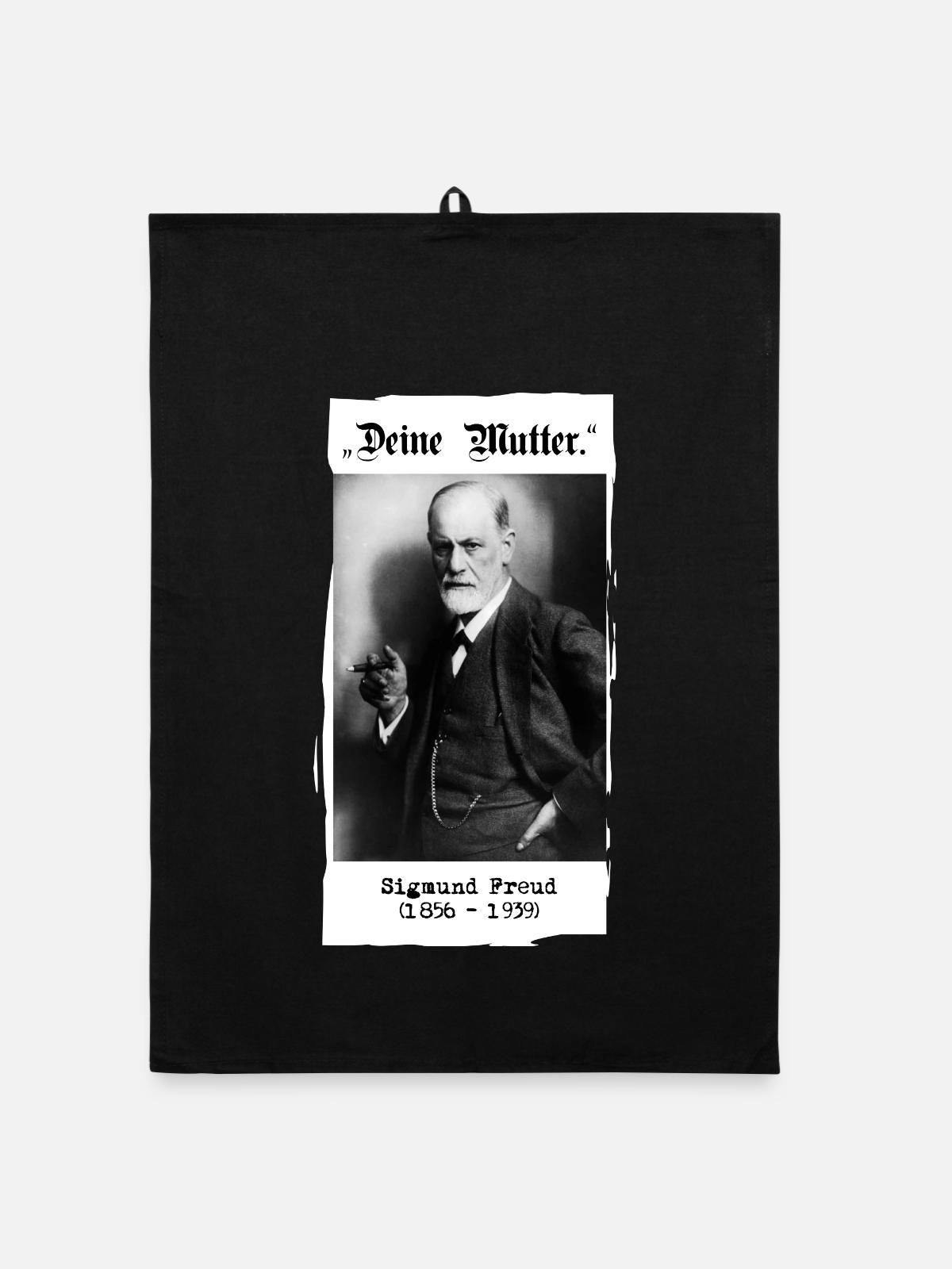 Sigmund Freud - "Ta mère". - Torchon bio - noir - Devant