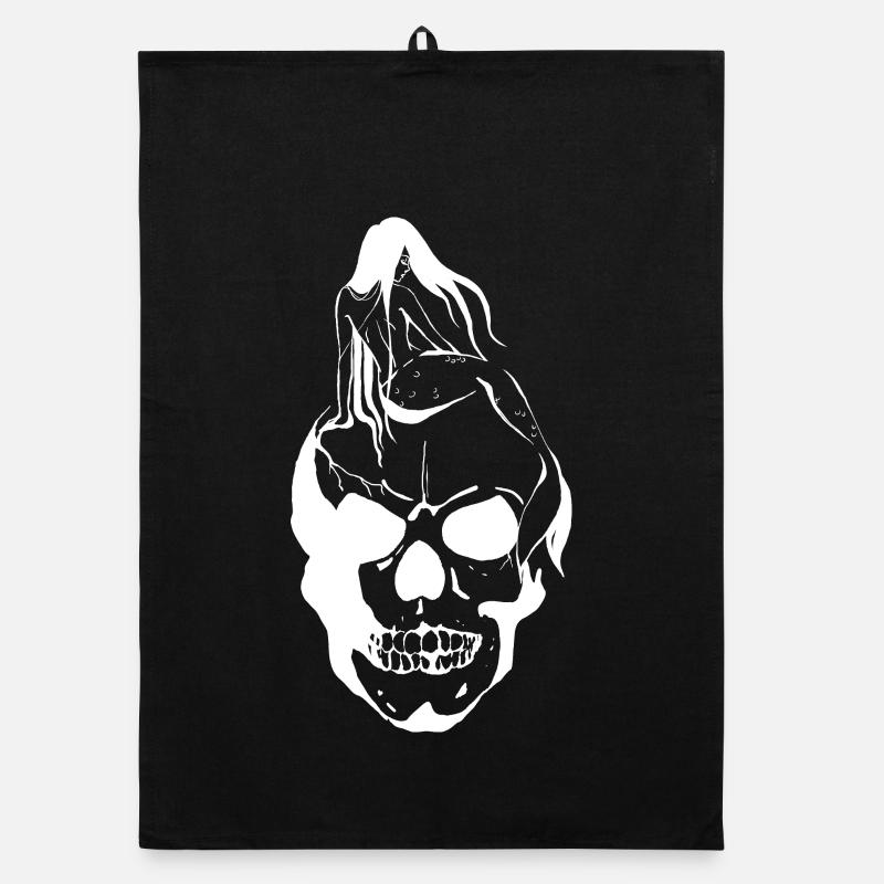 Mermaid on Skull Organic dish towel