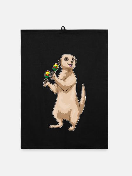 Meerkat Musician Rattle Music - Organic dish towel - black - Front
