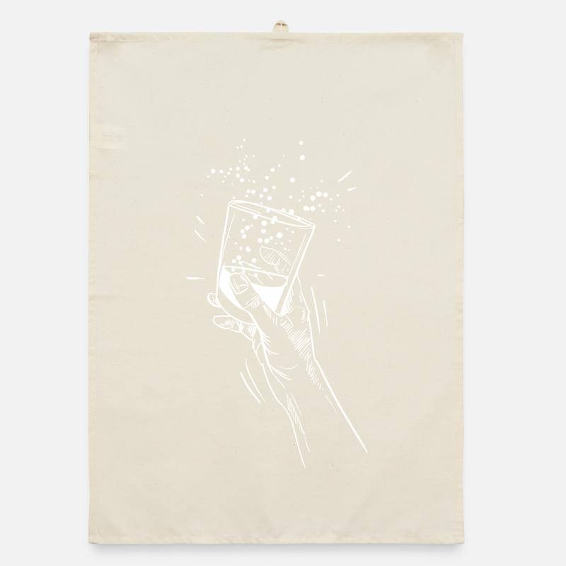 Main avec verre à boisson Torchon bio