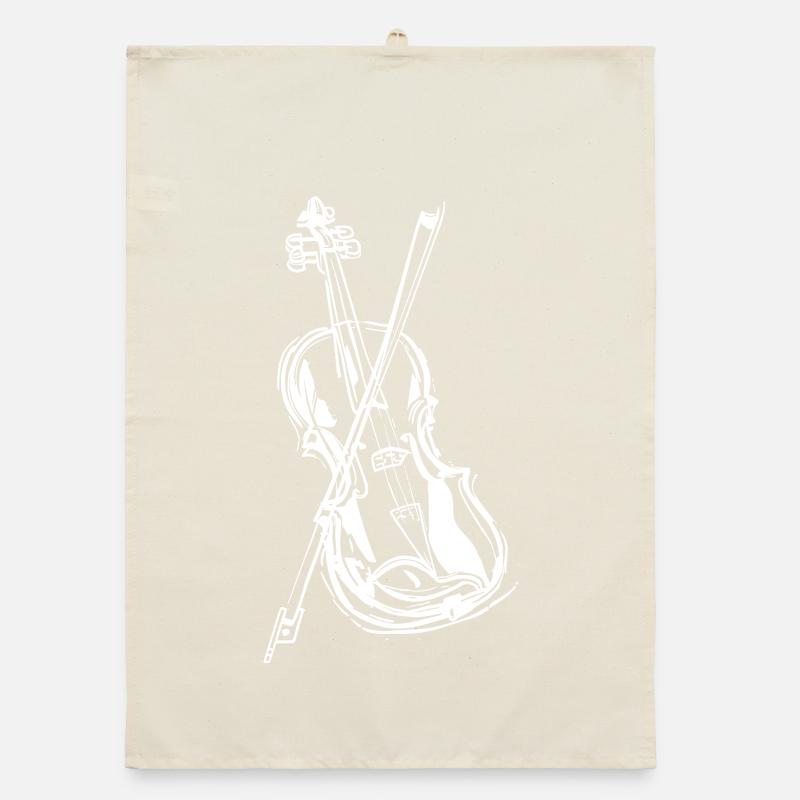 Violin Drawing Organic dish towel