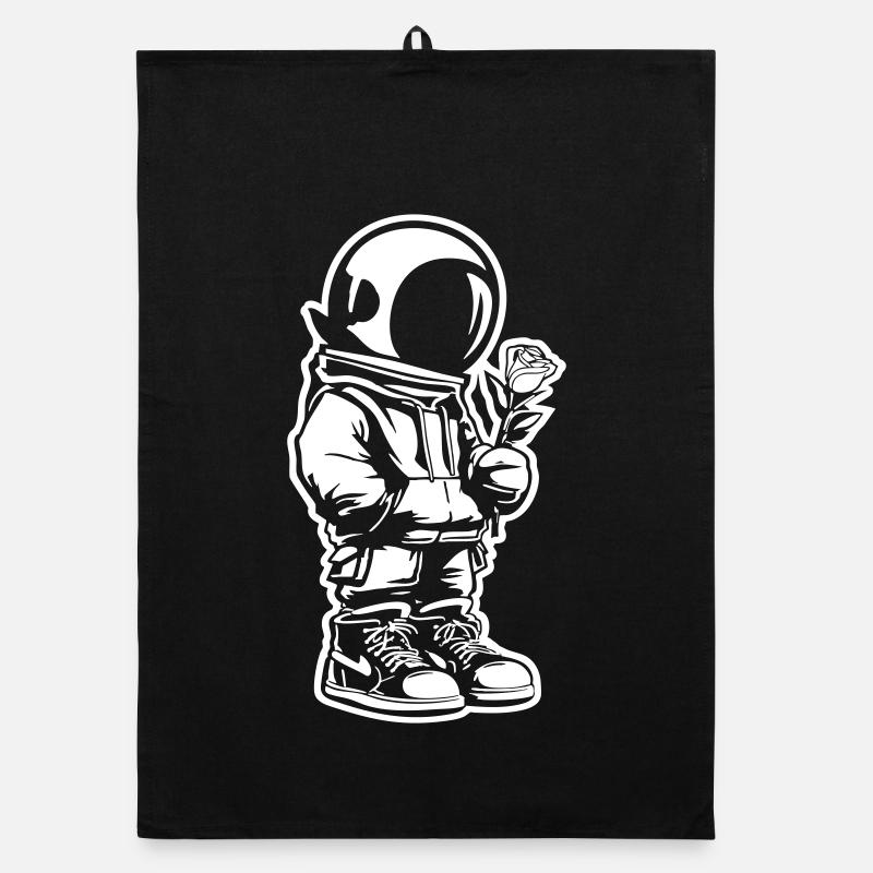 Weltraumkind mit Rose - Organic Geschirrtuch - Schwarz