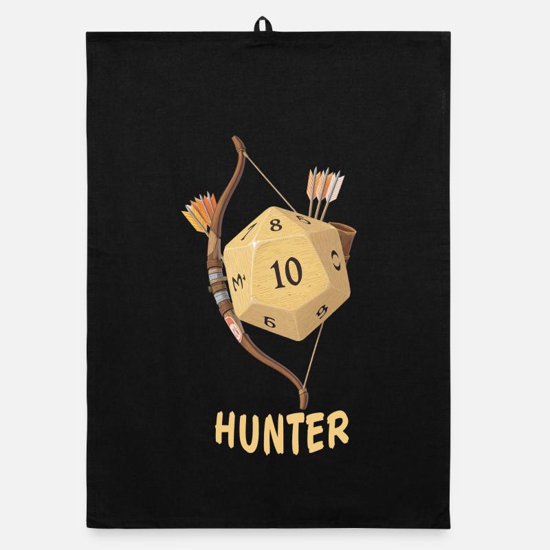W20 mit Pfeil & Bogen – Hunter Fantasy Dice Organic Geschirrtuch