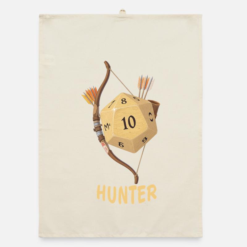 W20 mit Pfeil & Bogen – Hunter Fantasy Dice Organic Geschirrtuch