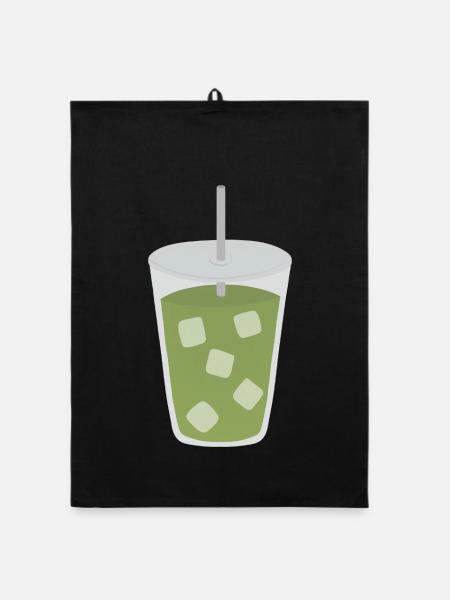 Eisgekühltes Matcha Latte Getränk - Organic Geschirrtuch - Schwarz - Vorne