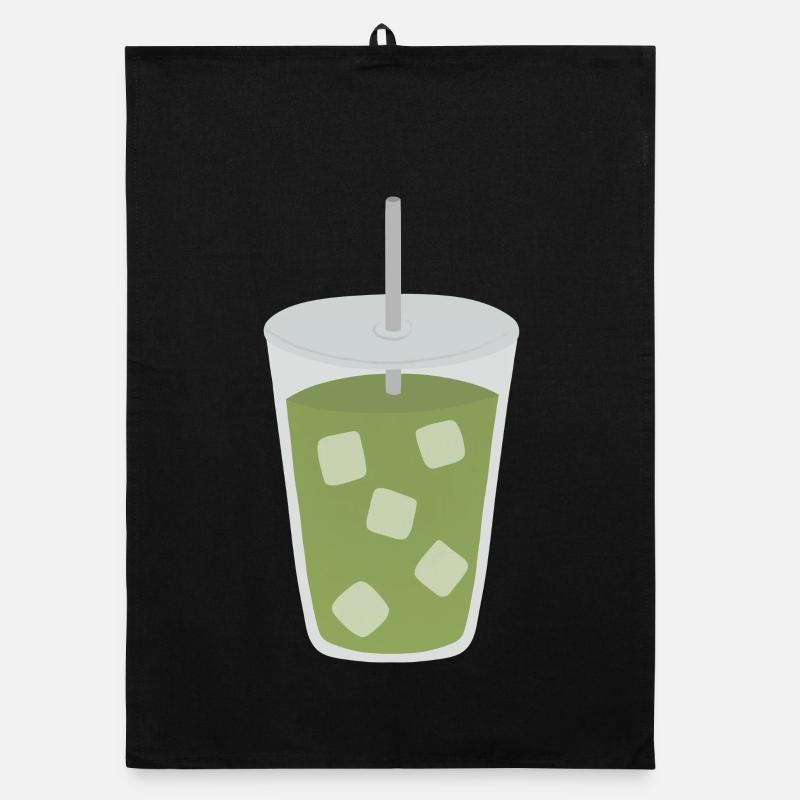 Eisgekühltes Matcha Latte Getränk Organic Geschirrtuch