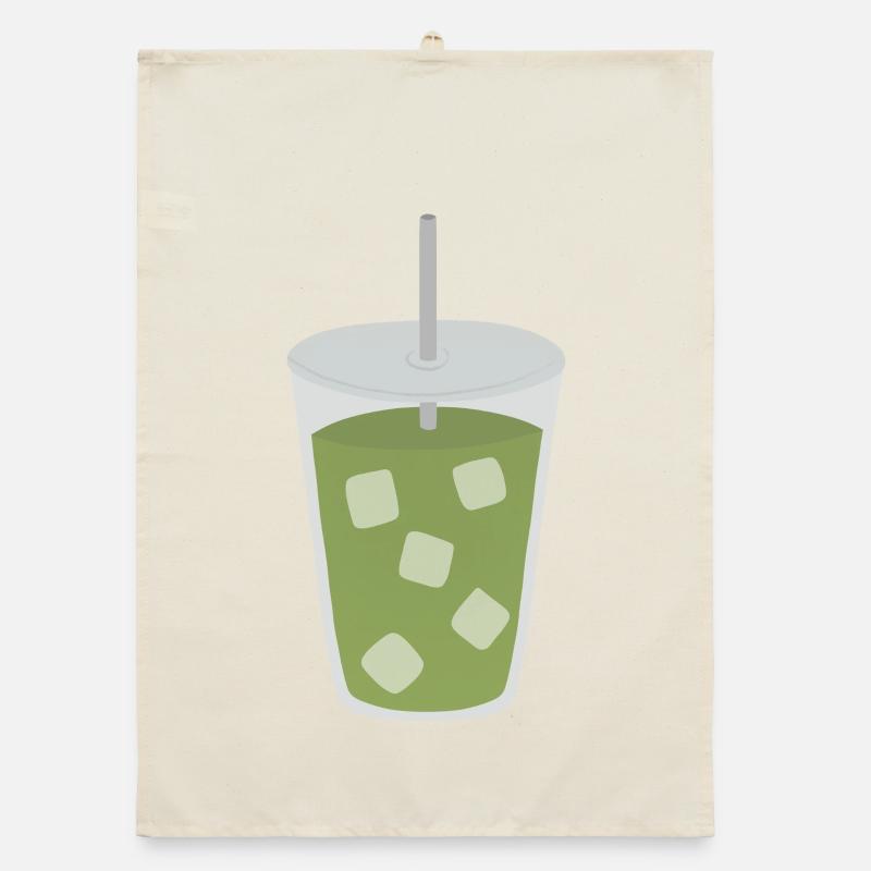 Eisgekühltes Matcha Latte Getränk Organic Geschirrtuch