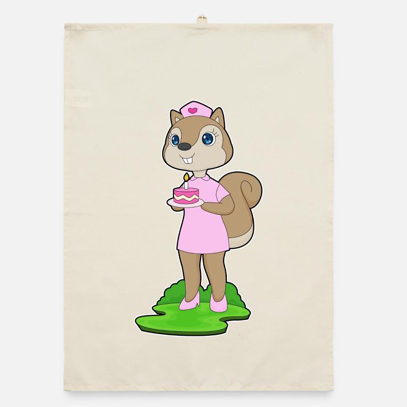 Eichhörnchen Geburtstag Krankenschwester Organic Geschirrtuch