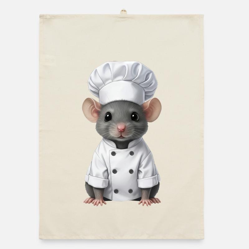 Cute Rat Chef Serveur de restauration Torchon bio