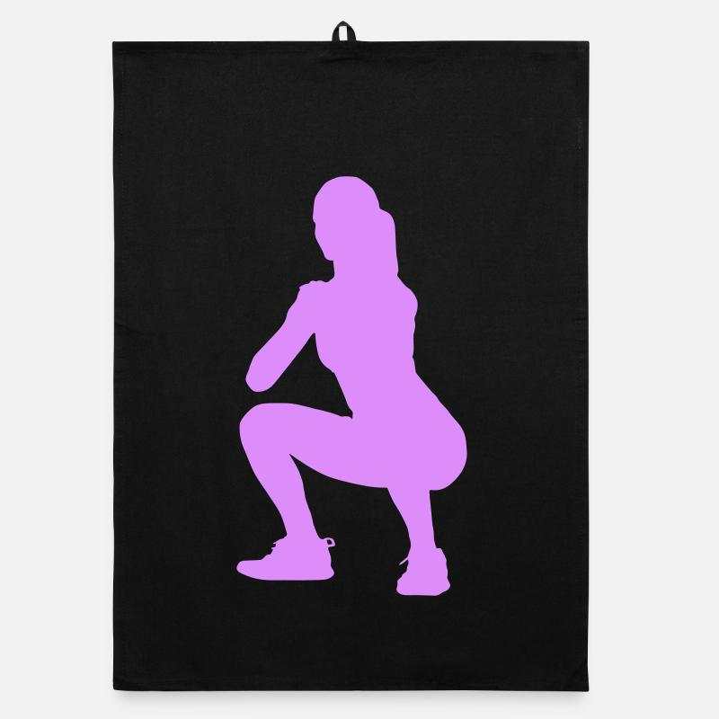 Squat Silhouette Figur Organic Geschirrtuch