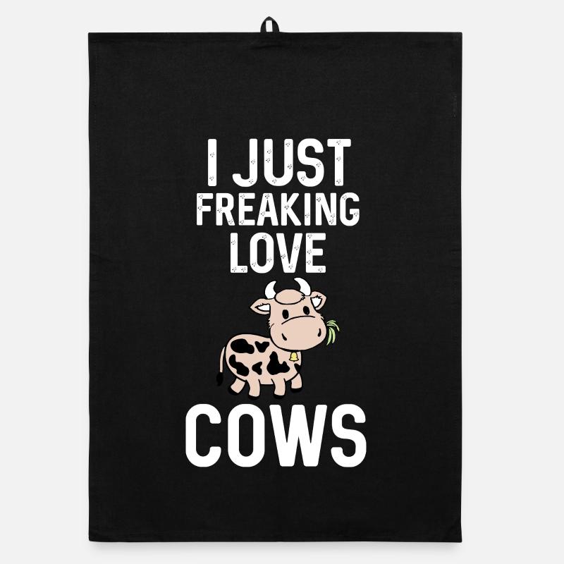 I Just Freaking Love Cows Cartoon Organic dish towel