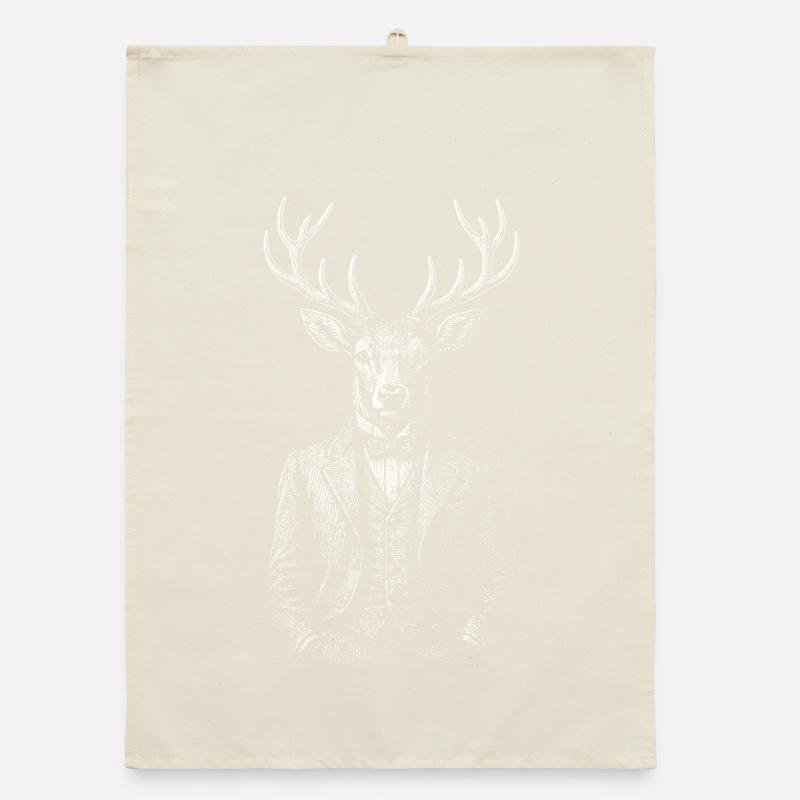 Dapper Deer in a Tailored Suit Organic dish towel