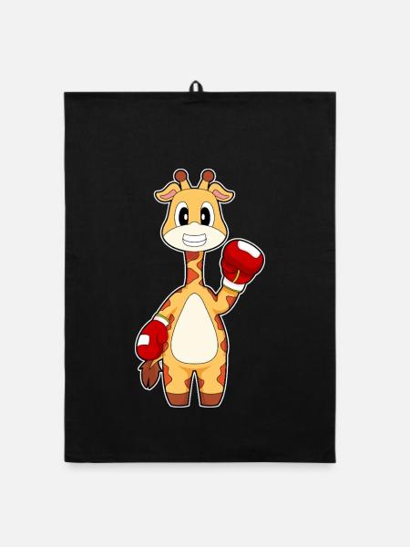 Giraffe Boxer Boxhandschuhe Boxen - Organic Geschirrtuch - Schwarz - Vorne
