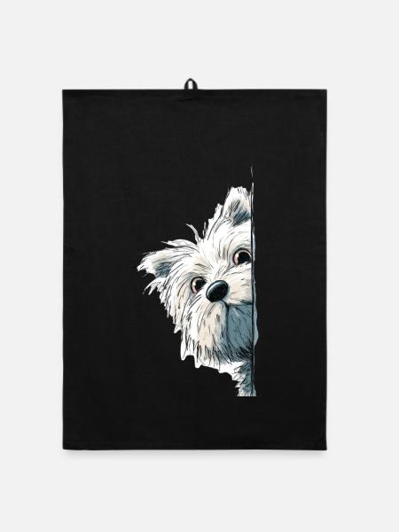 Westie Terrier Spieur Mignon Amoureux des Chiens Produits dérivés - Torchon bio - noir - Devant