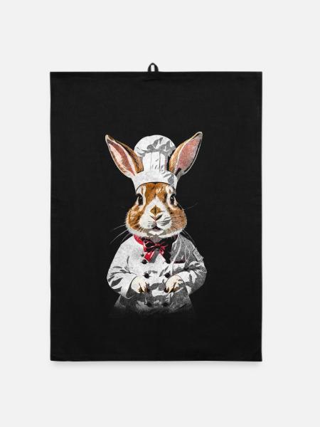 Chef Rabbit - Organic Geschirrtuch - Schwarz - Vorne