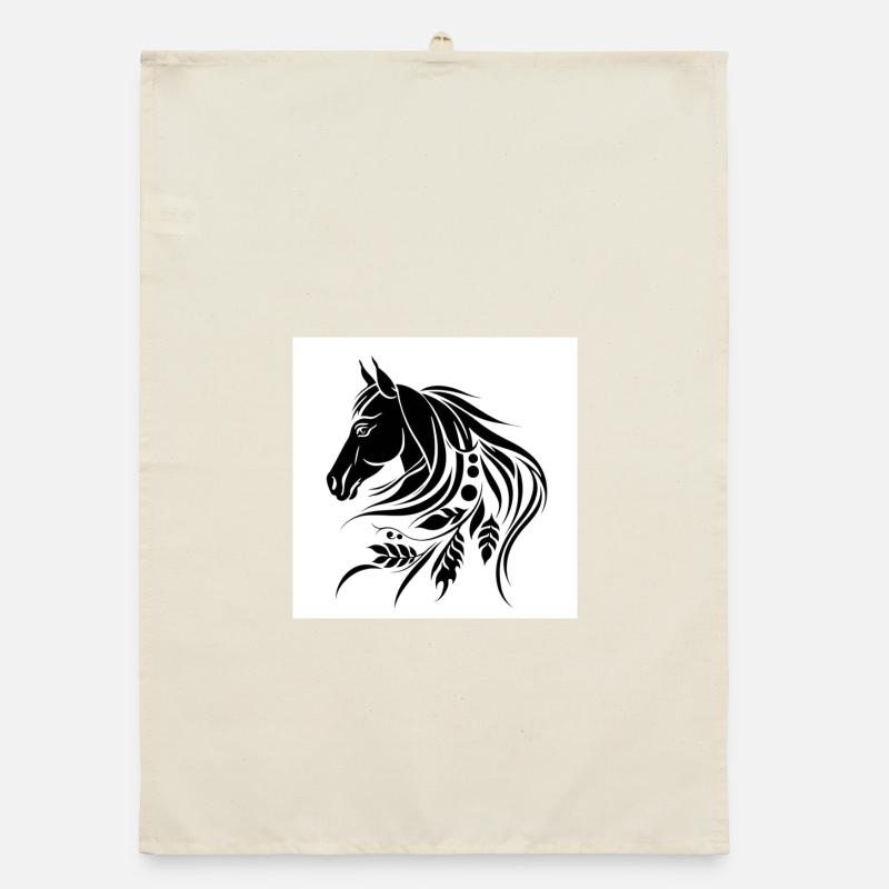 Rythme de sabots Silhouette tribale du cheval Torchon bio