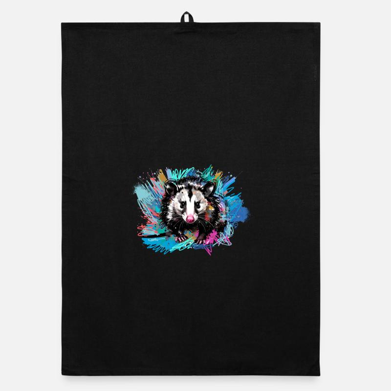 opossum, ilustration, opossum, coloré, graffiti Torchon bio