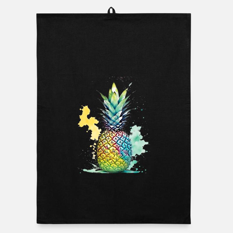 Ananas - Organic Geschirrtuch - Schwarz