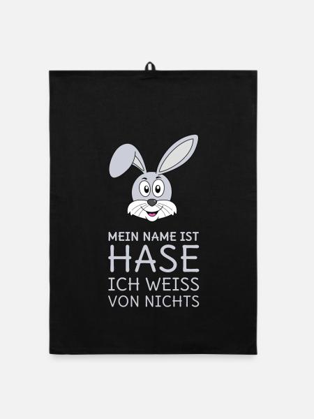 Mein Name ist Hase Ich weiß von nichts - Organic Geschirrtuch - Schwarz - Vorne