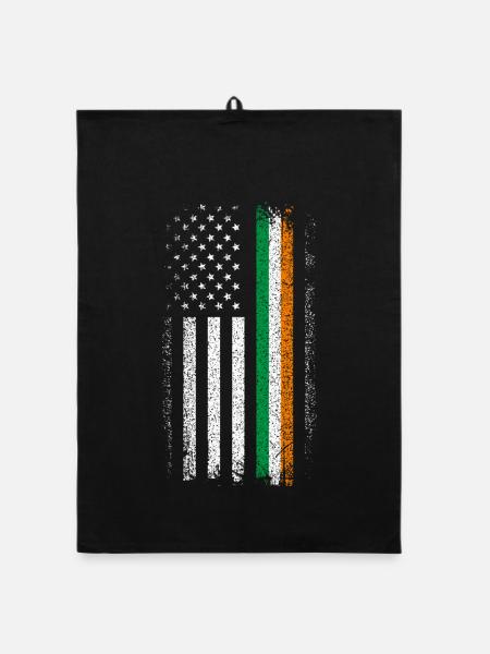 Amerikanische Flagge trifft auf irische Trikolore verwickelt - Organic Geschirrtuch - Schwarz - Vorne