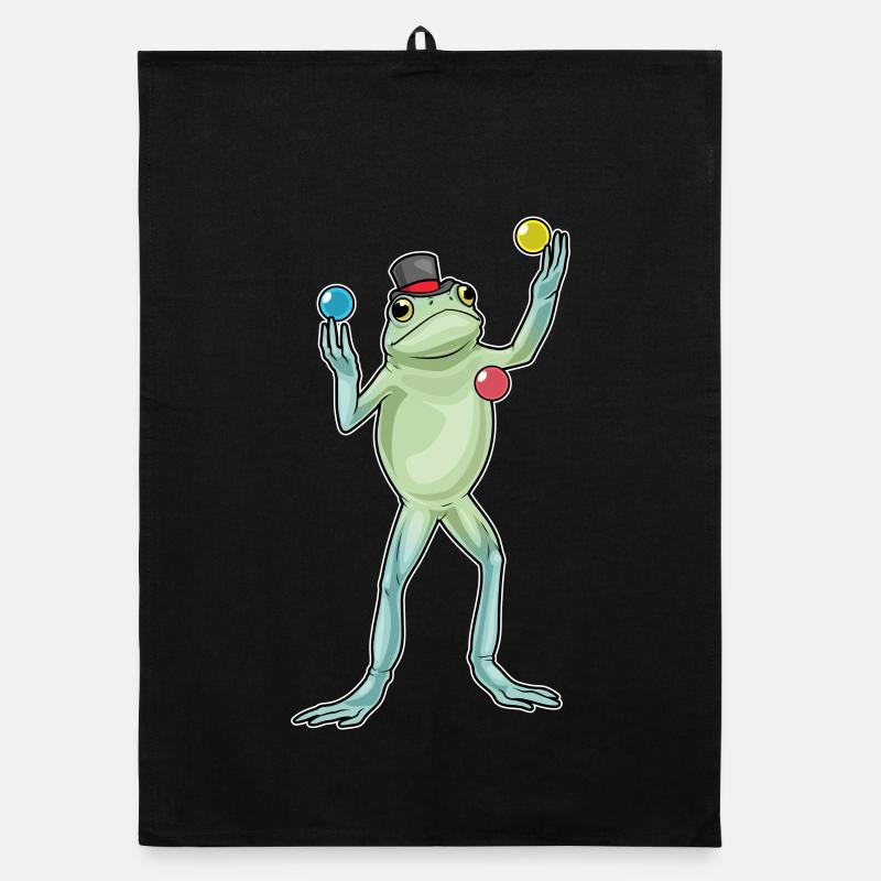 Frog juggler juggling Organic dish towel