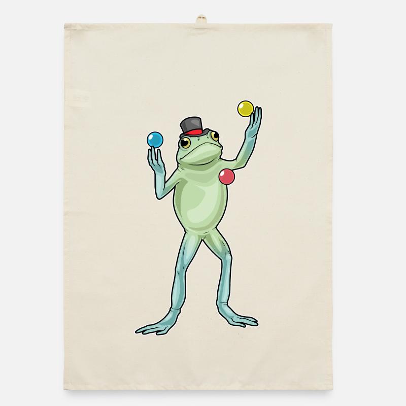 Frog juggler juggling Organic dish towel