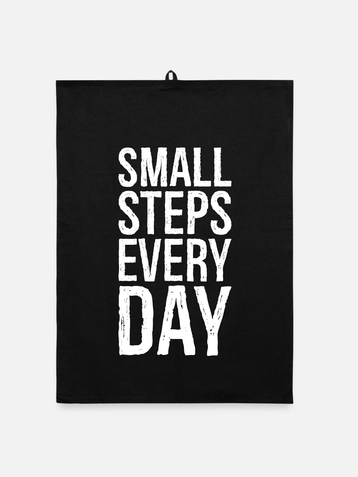 small steps every day - Organic Geschirrtuch - Schwarz - Vorne