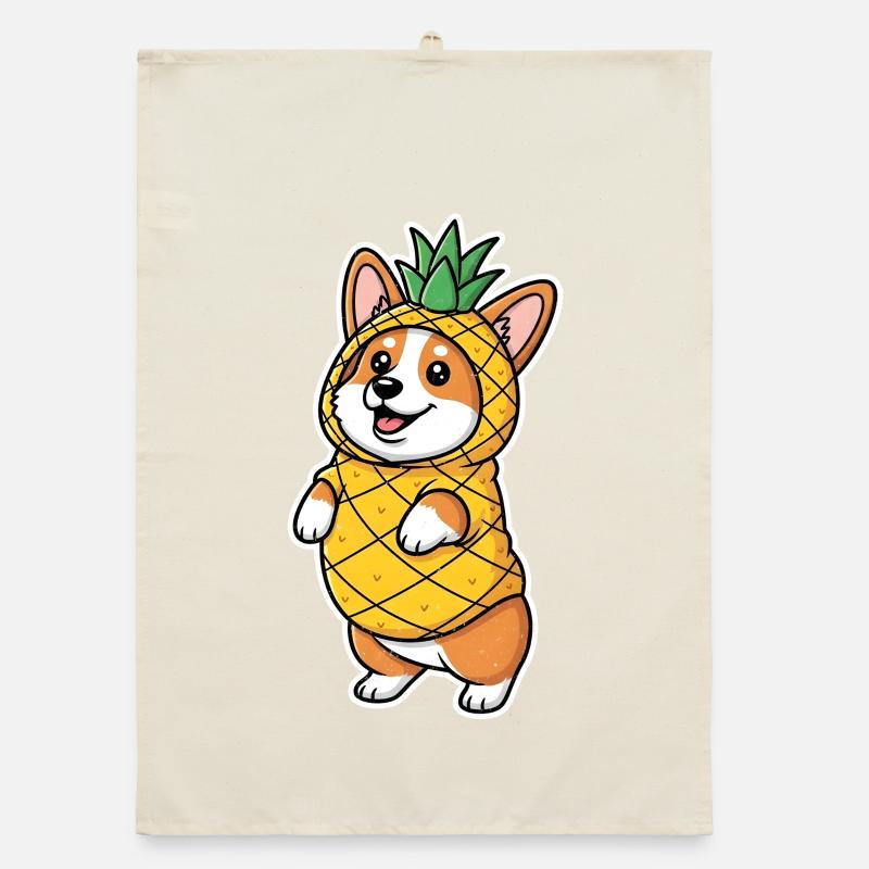 Corgi Pineapple Costume Organic dish towel