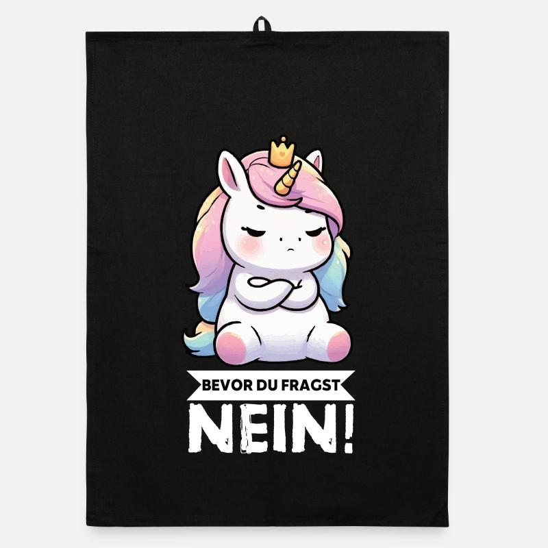 Bevor Du Fragst Nein Einhorn Einhörner Einhornfan  - Organic Geschirrtuch - Schwarz