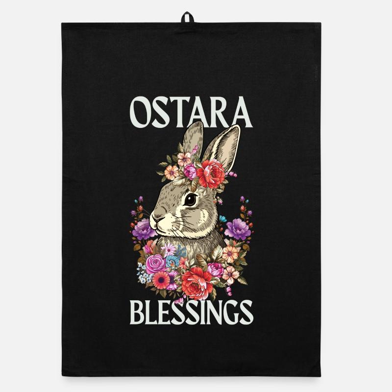 Bénédictions d’Ostara Joyeuse Lapin de Pâques Torchon bio