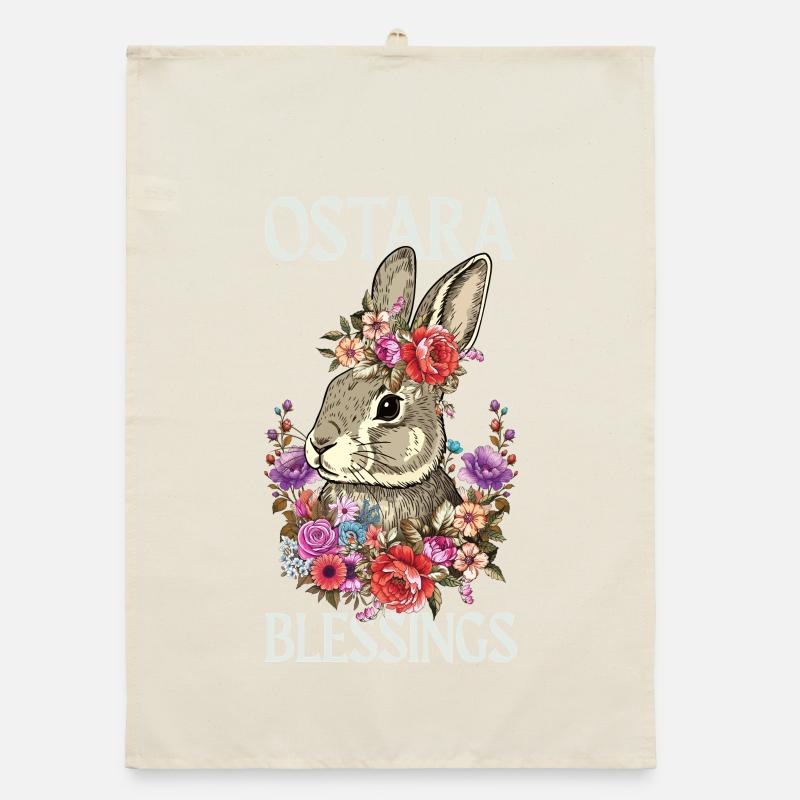 Ostara Blessings Happy Easter Rabbit Organic dish towel