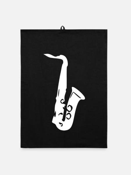 Musicien cadeau de musique de saxophone - Torchon bio - noir - Devant