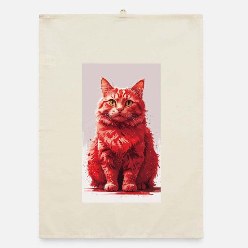 Impression d’art de portrait de chat rouge Torchon bio