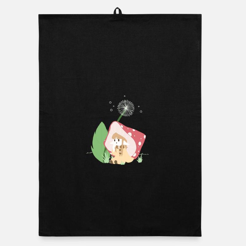 fille champignon en couleur Torchon bio