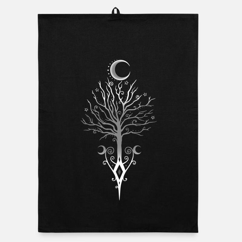 Occult Moon Tree Dark Autumn Organic dish towel