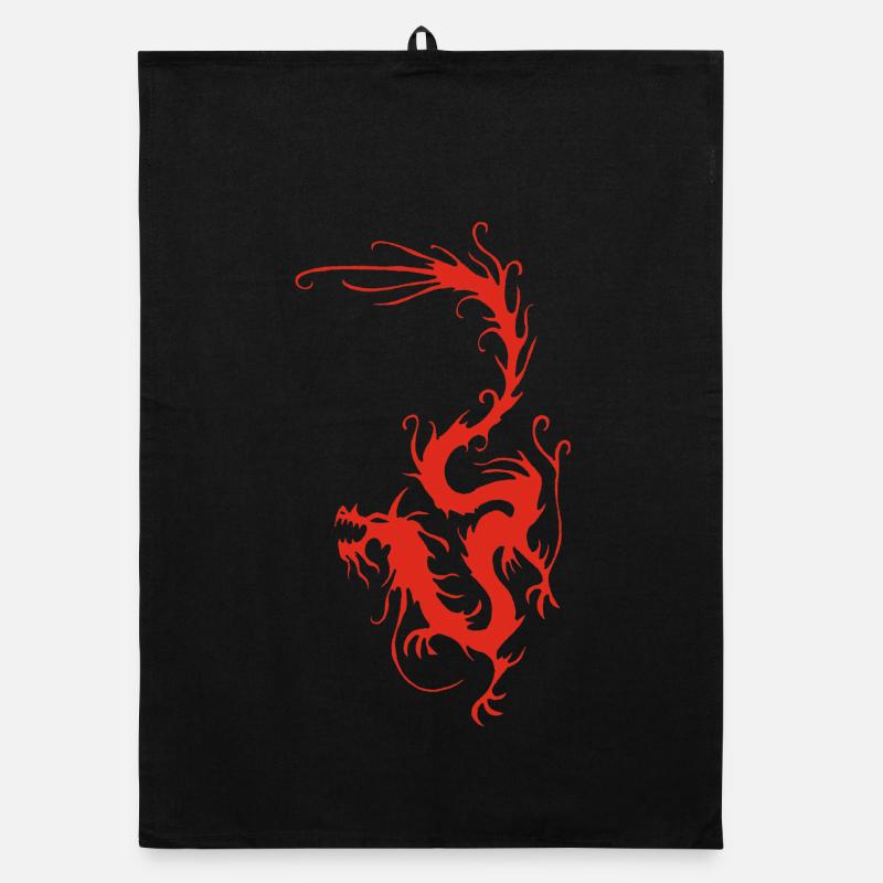 Roter Rauchdrache Organic Geschirrtuch