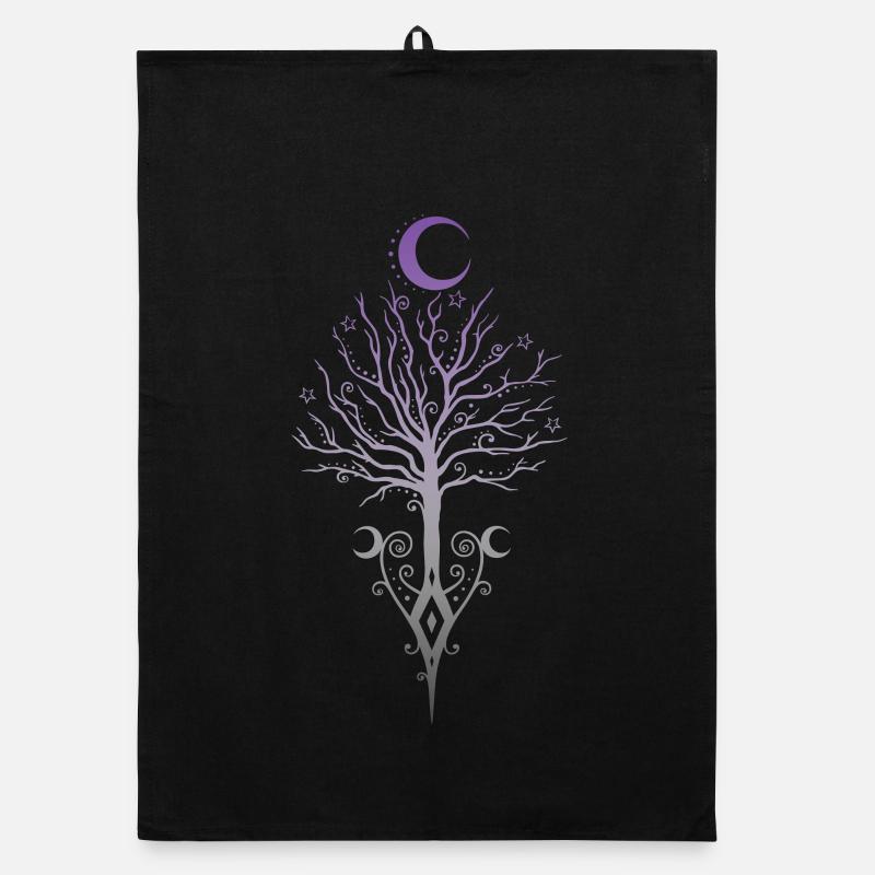 Arbre de lune occulte automne sombre Torchon bio