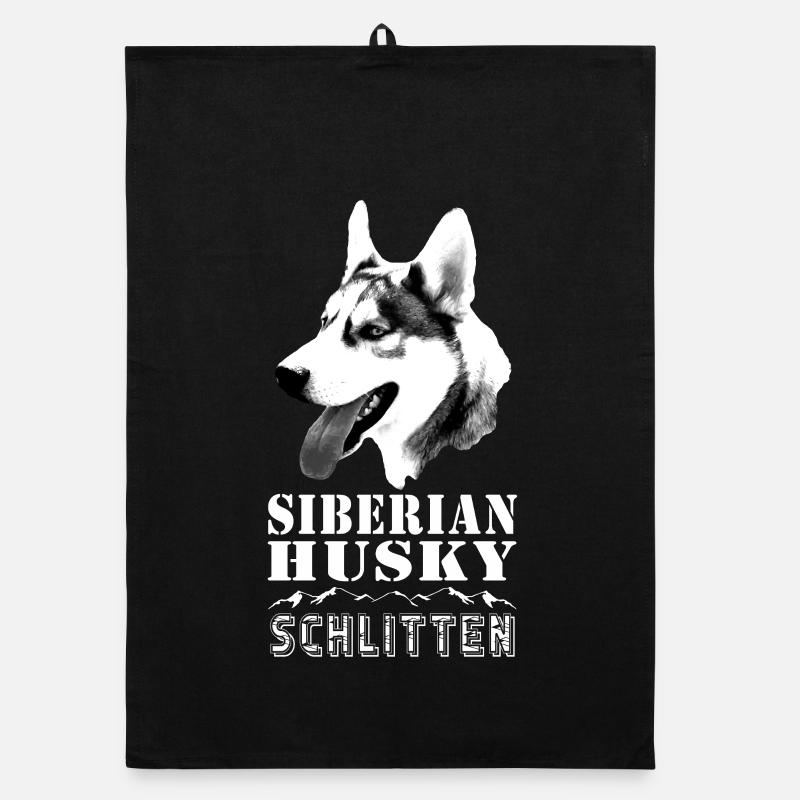 Siberian Husky with Alpine Landscape - Sled Organic dish towel