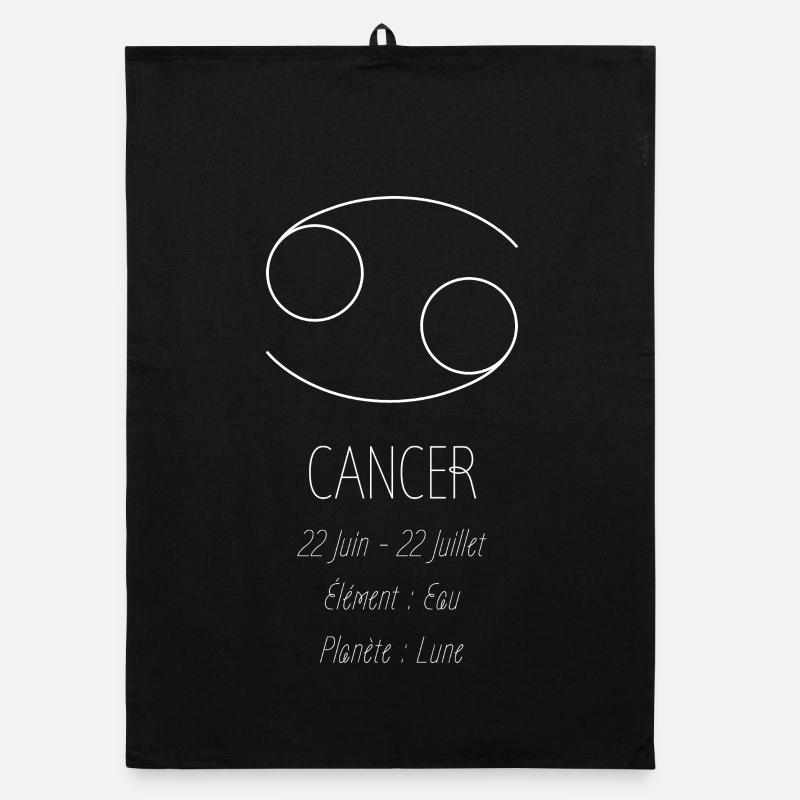 Signe du Cancer - Torchon bio - noir
