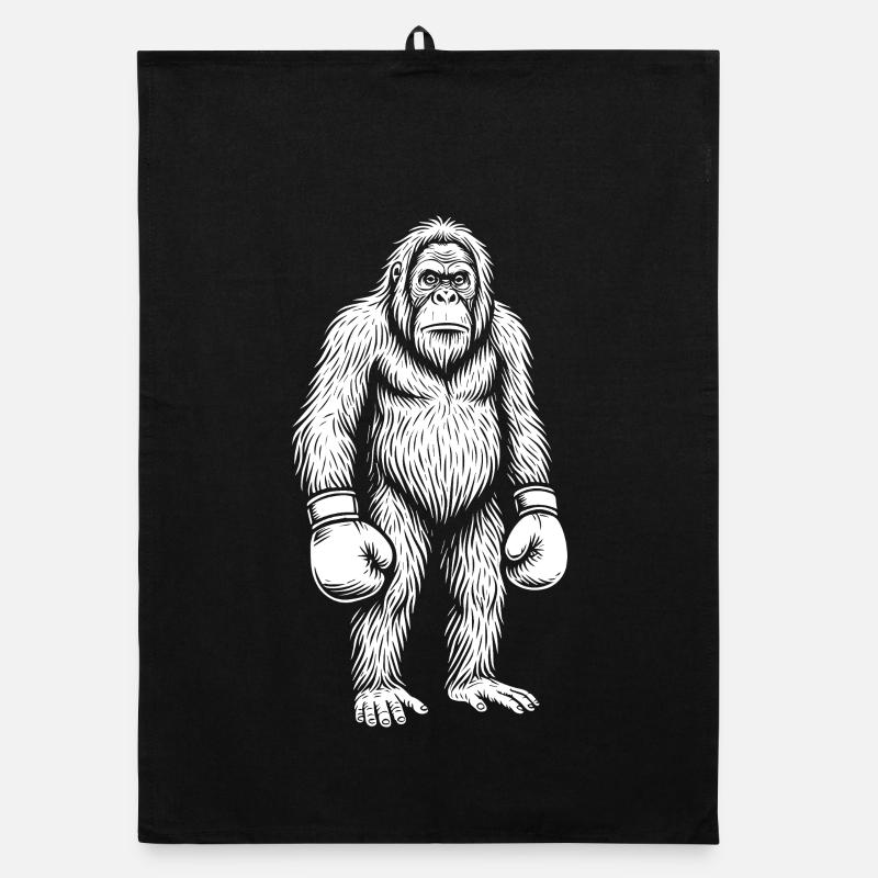 Orangutan Boxing Silhouette Organic dish towel
