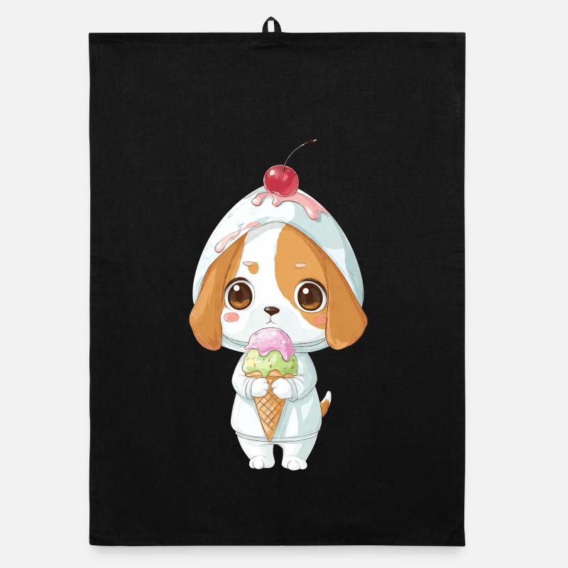 Dessin animé de Beagle Dog mignon Glace d’été maladroite Torchon bio