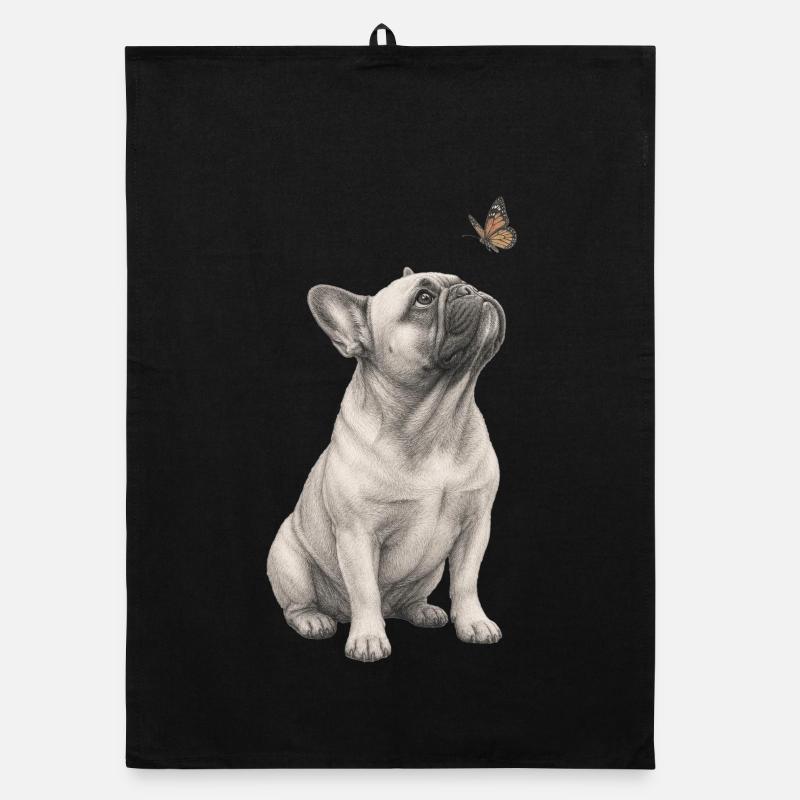 Papillon à design de bouledogue français Torchon bio