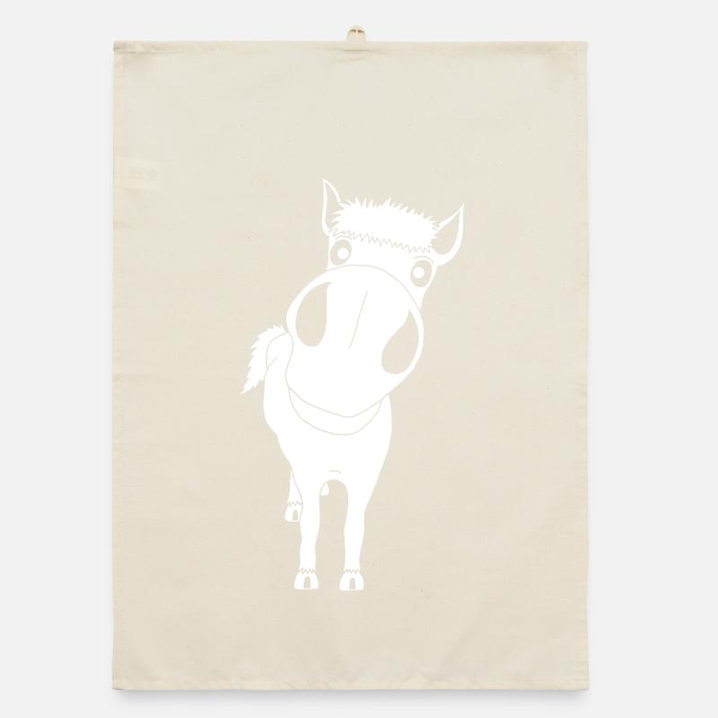 Gros plan sur un cheval (blanc) Torchon bio